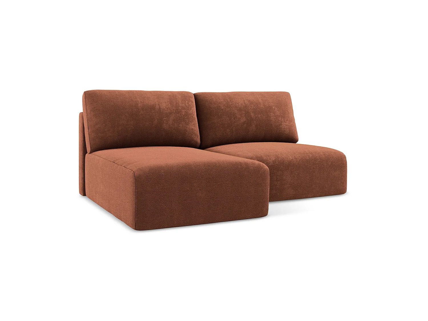 Hoekslaapbank links van terracotta chenille stof - OSTIA