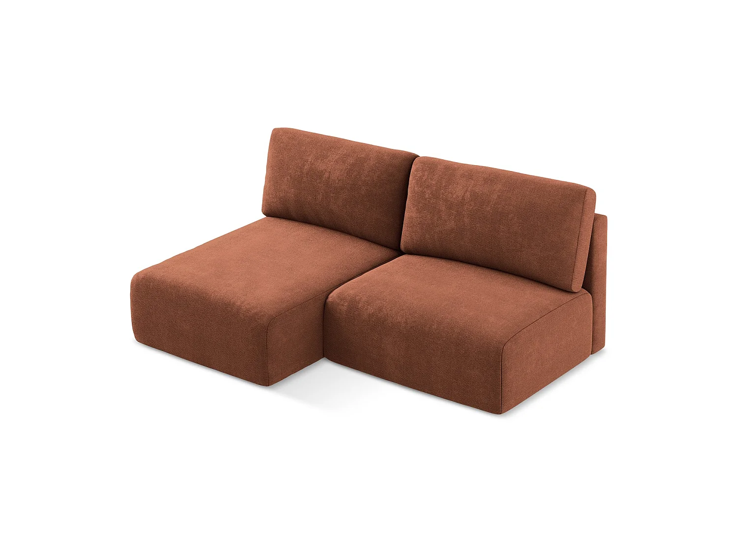Hoekslaapbank links van terracotta chenille stof - OSTIA
