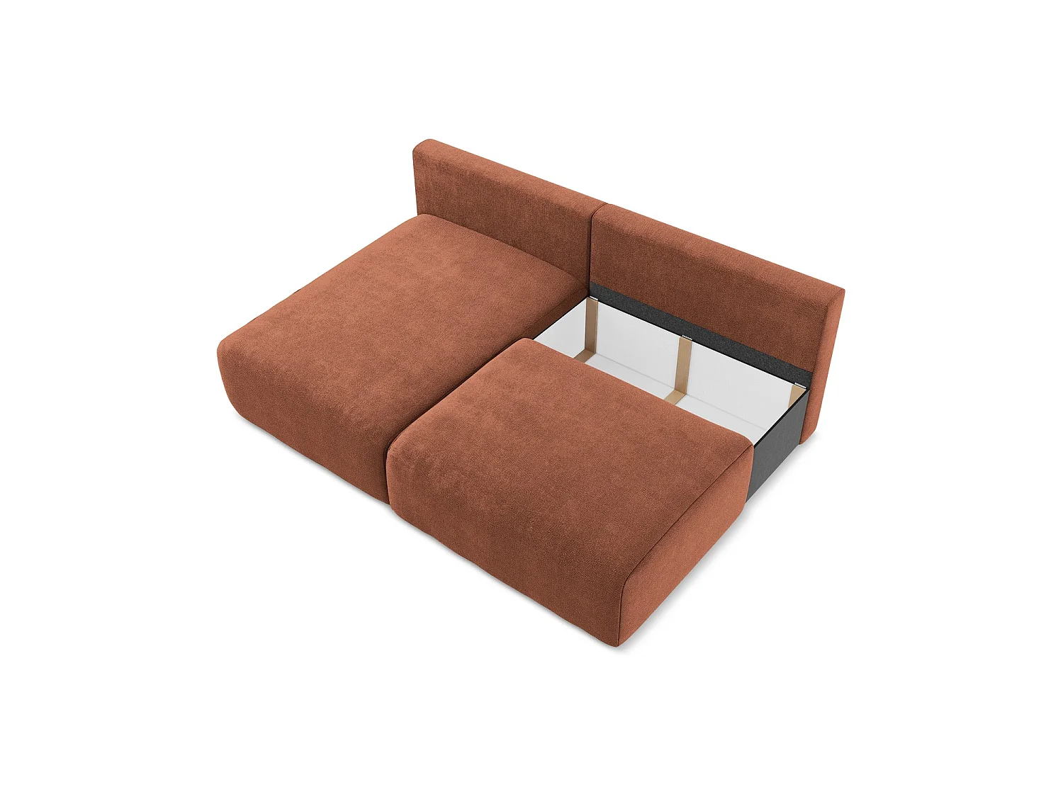 Hoekslaapbank links van terracotta chenille stof - OSTIA