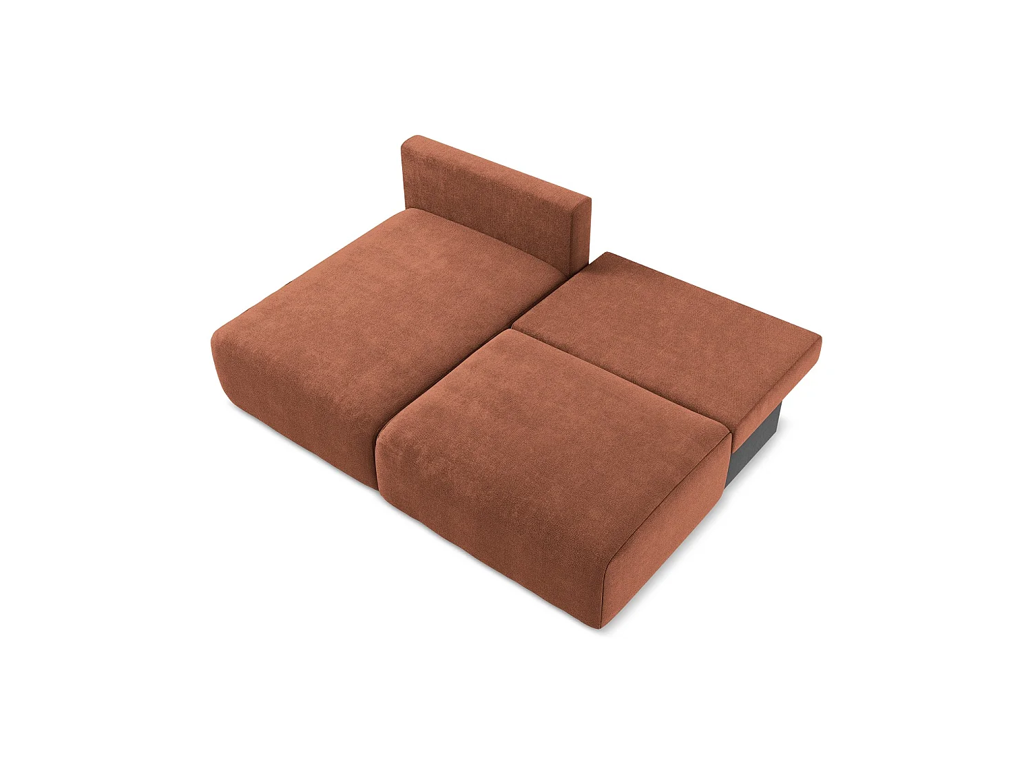 Hoekslaapbank links van terracotta chenille stof - OSTIA