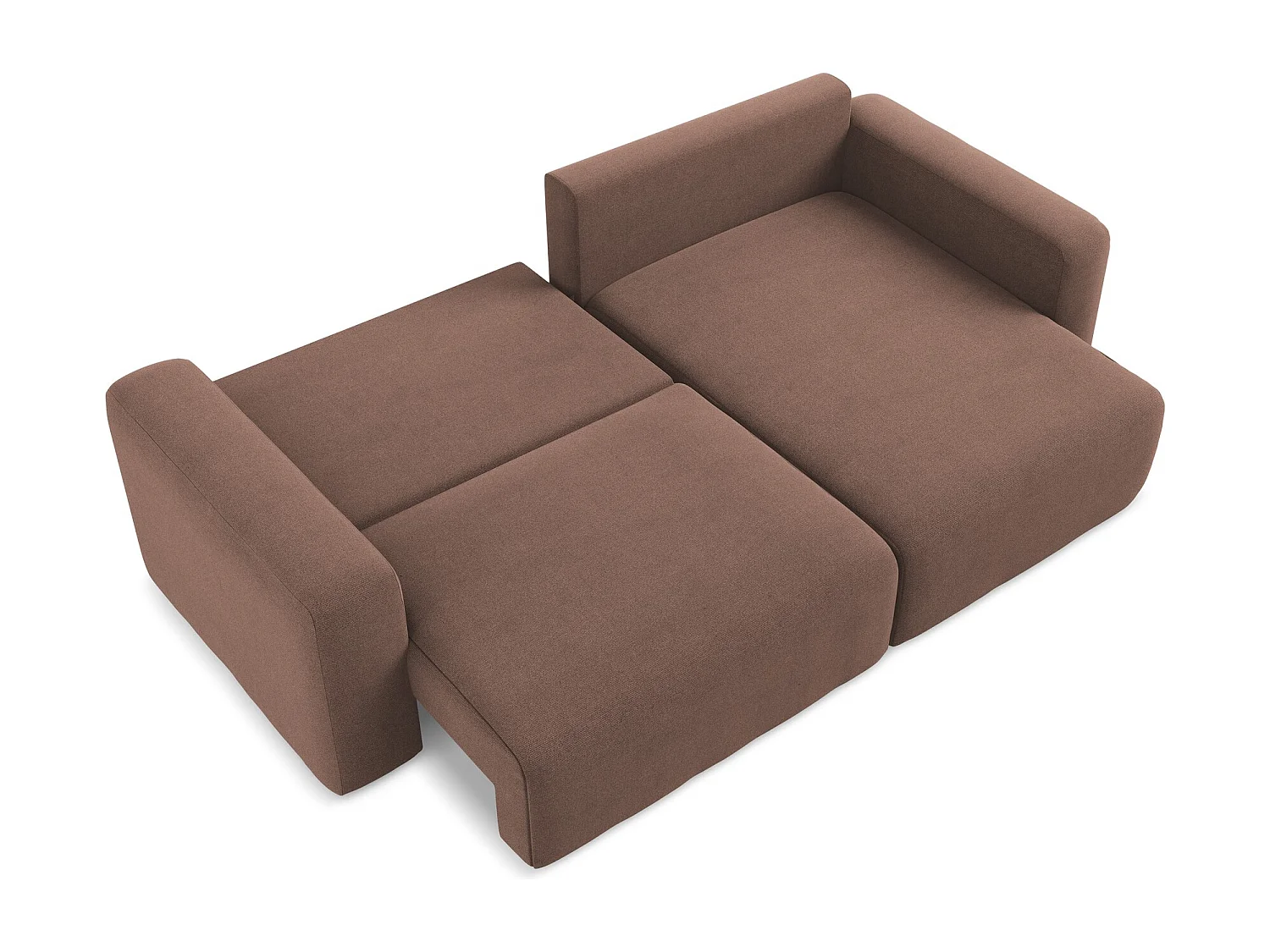 Sofá esquinero convertible 3 plazas derecho de tela texturizada rosa empolvado - KONA