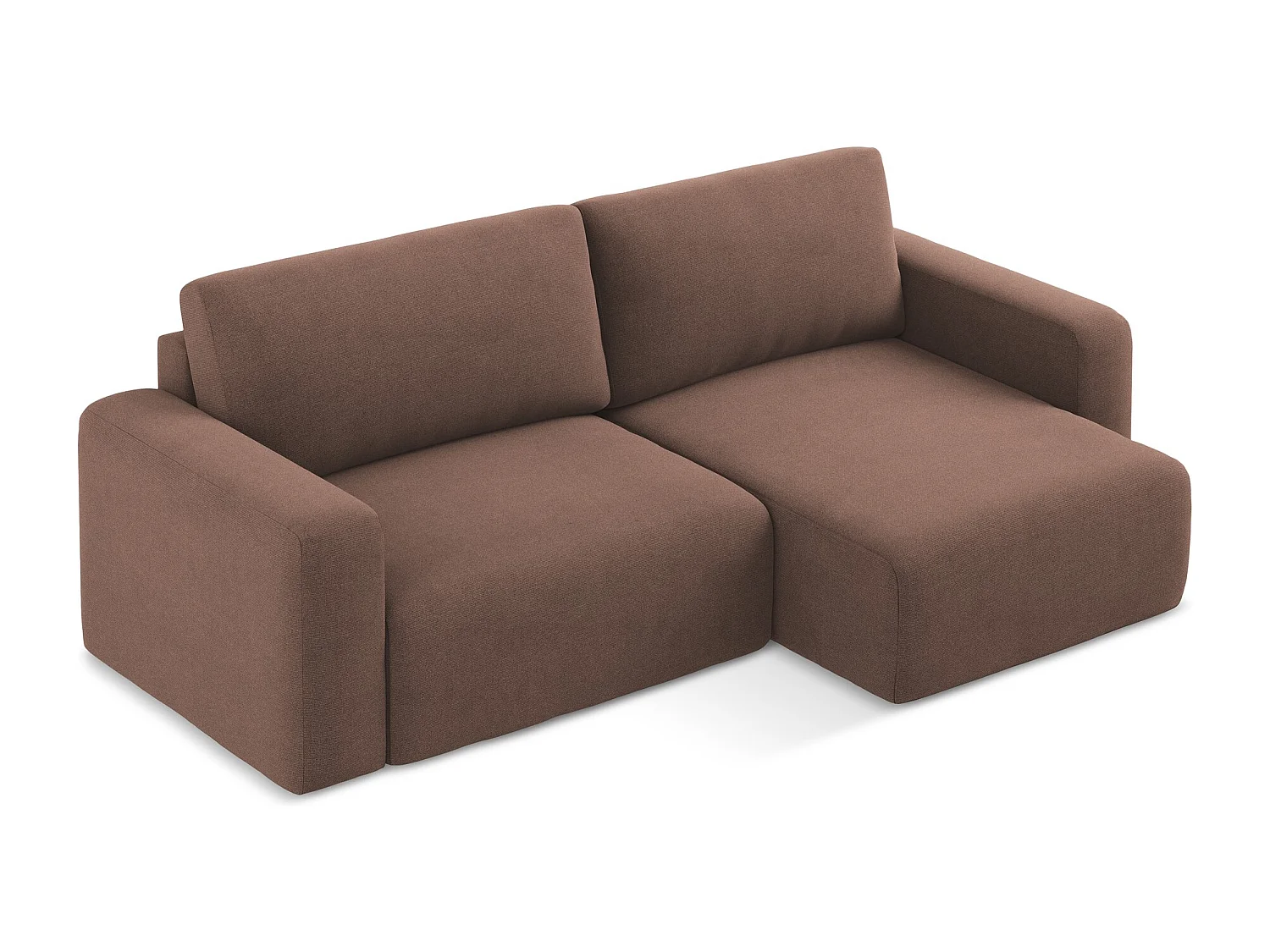 Canapé d’angle 3 places droit convertible en Strukturstoff - rose poudré - KONA