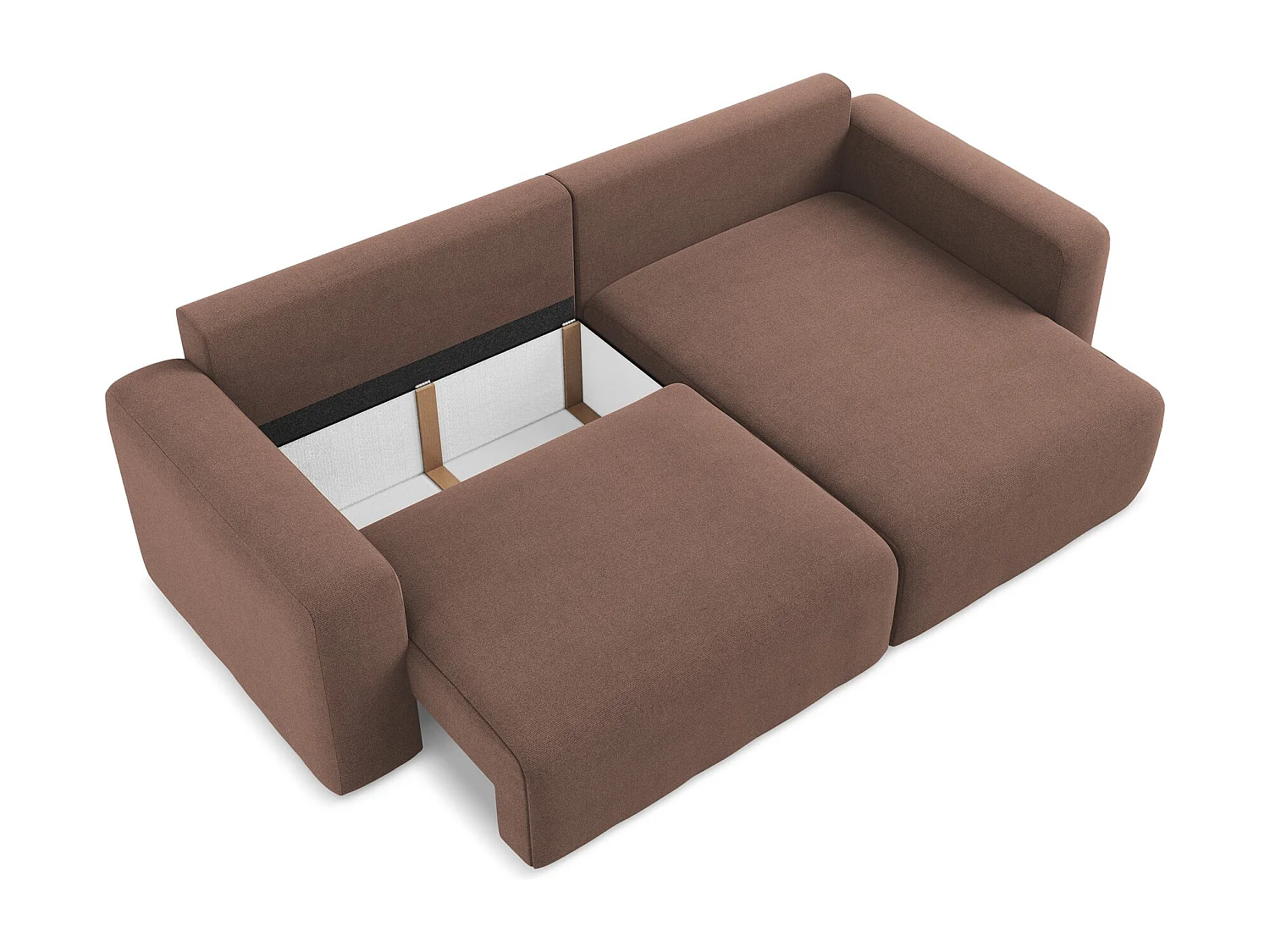 Canapé d’angle 3 places droit convertible en Strukturstoff - rose poudré - KONA