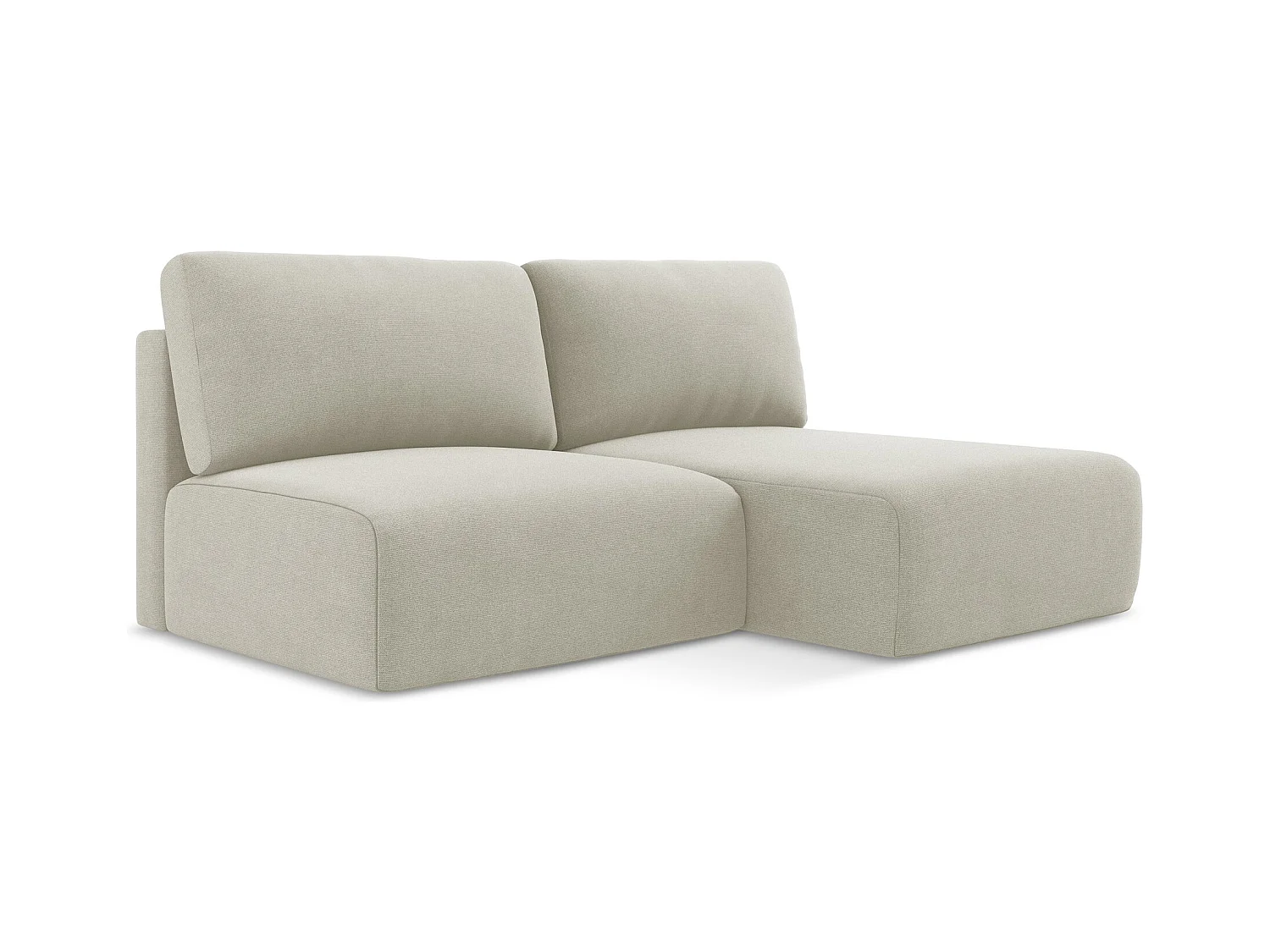 Ecksofa ohne Armlehne mit Schlaffunktion Rechts - Rechts - Strukturstoff - Hell beige - KONA