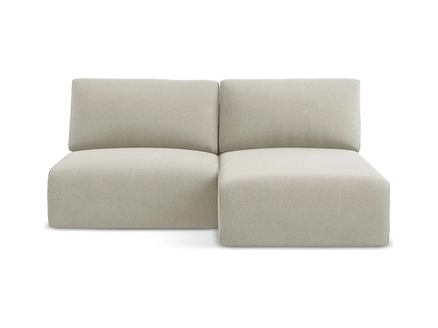 Ecksofa ohne Armlehne mit Schlaffunktion Rechts - Rechts - Strukturstoff - Hell beige - KONA