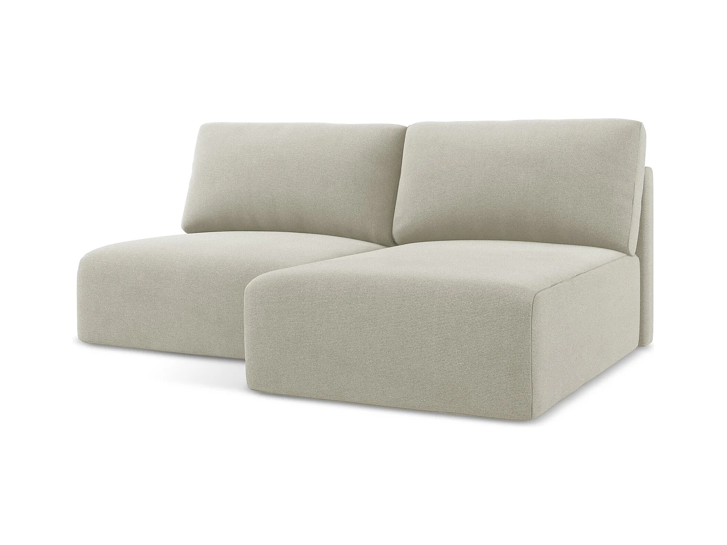 Ecksofa ohne Armlehne mit Schlaffunktion Rechts - Rechts - Strukturstoff - Hell beige - KONA