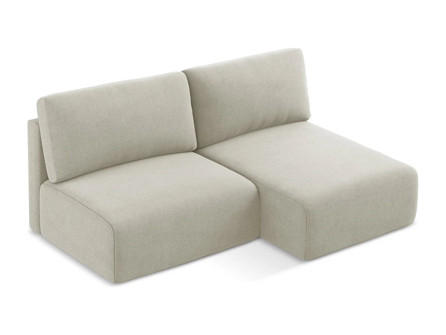 Ecksofa ohne Armlehne mit Schlaffunktion Rechts - Rechts - Strukturstoff - Hell beige - KONA