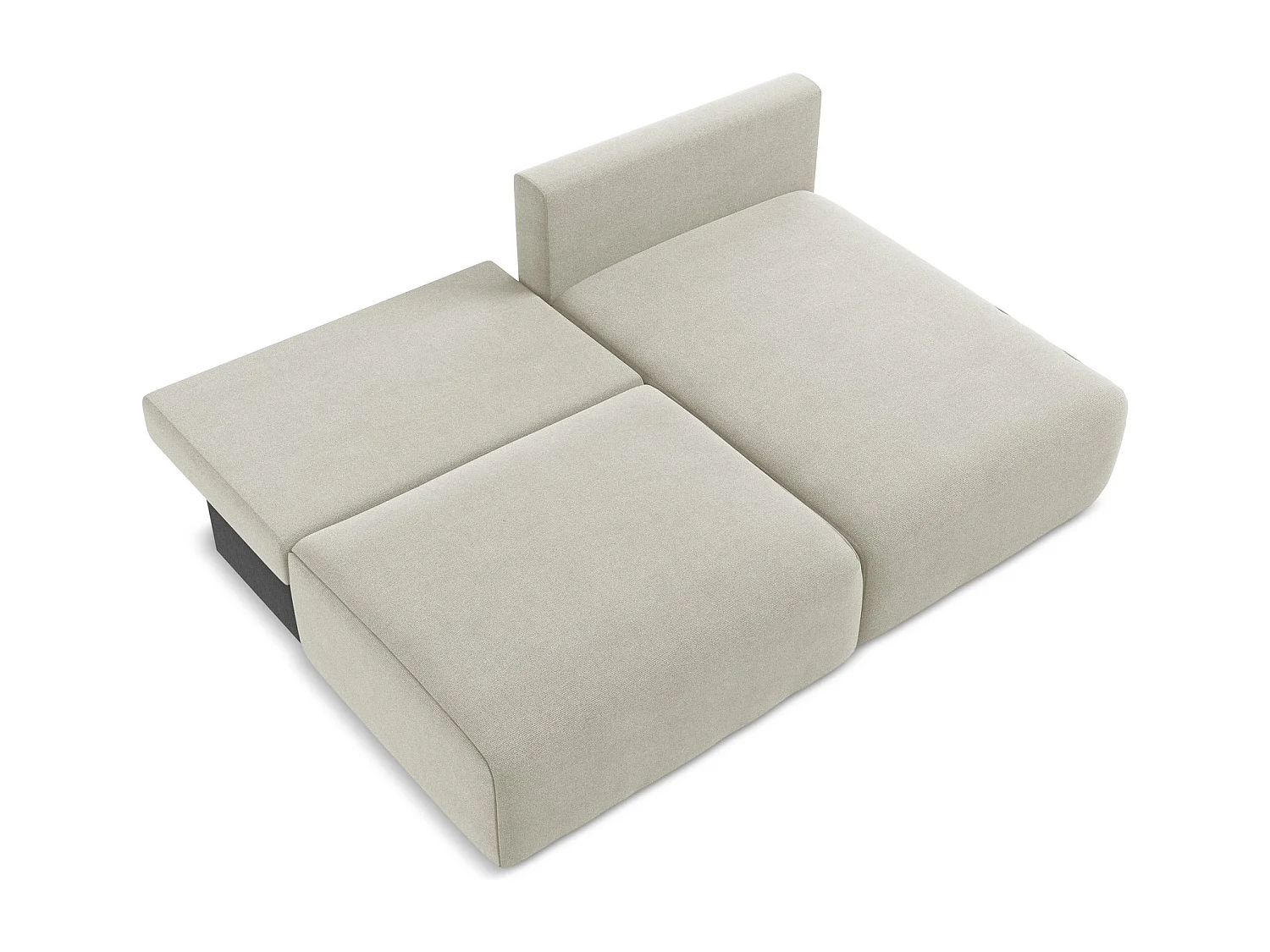 Ecksofa ohne Armlehne mit Schlaffunktion Rechts - Rechts - Strukturstoff - Hell beige - KONA