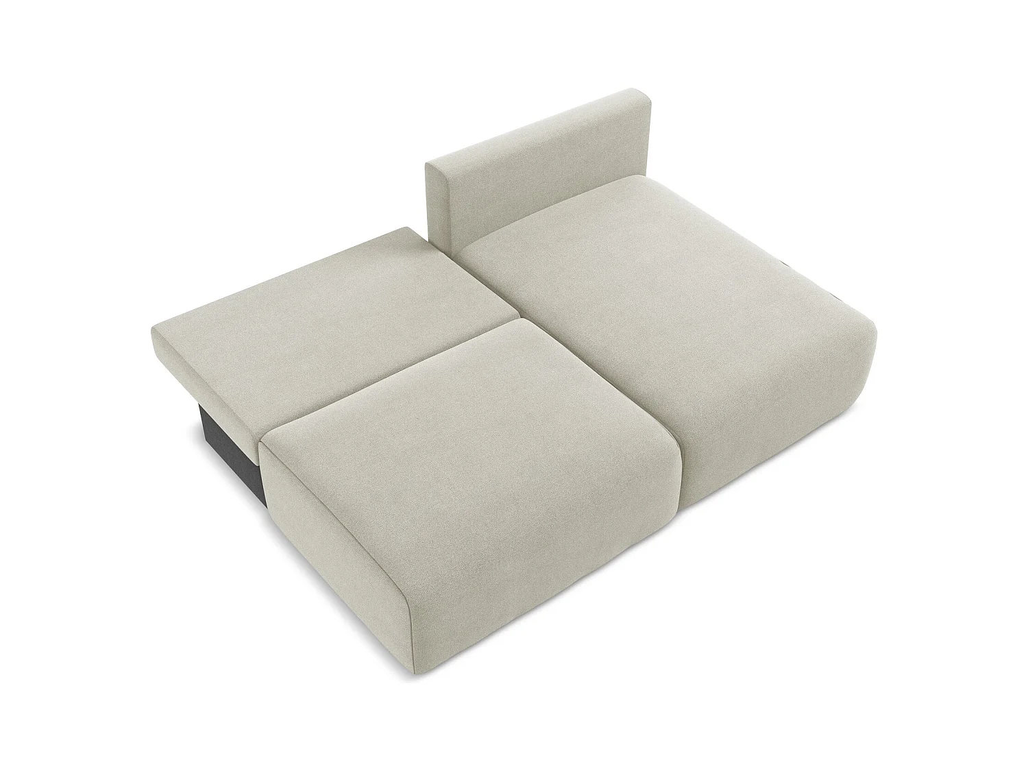 Ecksofa ohne Armlehne mit Schlaffunktion Rechts - Rechts - Strukturstoff - Hell beige - KONA