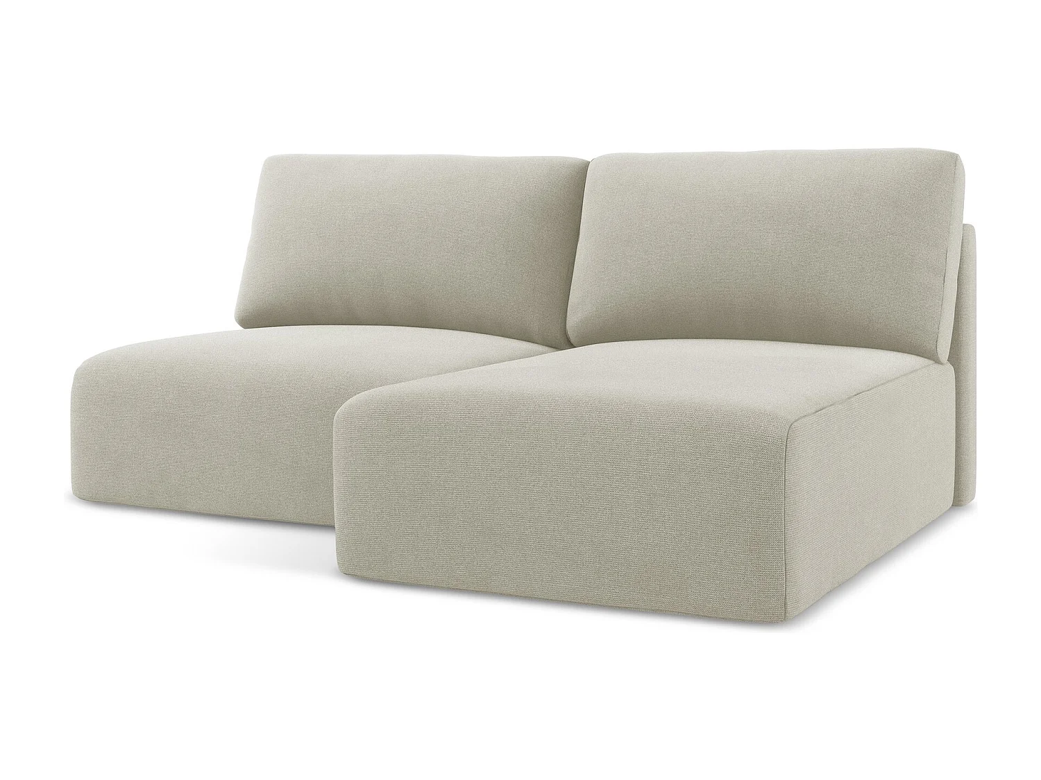 Sofá de canto direito sem apoios de braços convertível 3 lugares em tecido texturizado bege claro - KONA