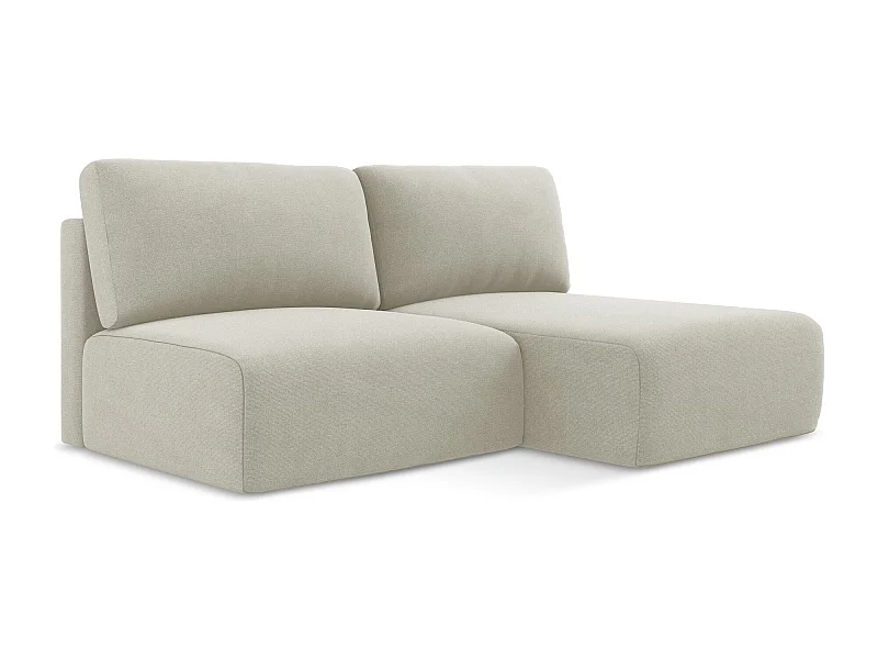 Open hoekbank met bedfunctie van lichtbeige textuurstof - KONA