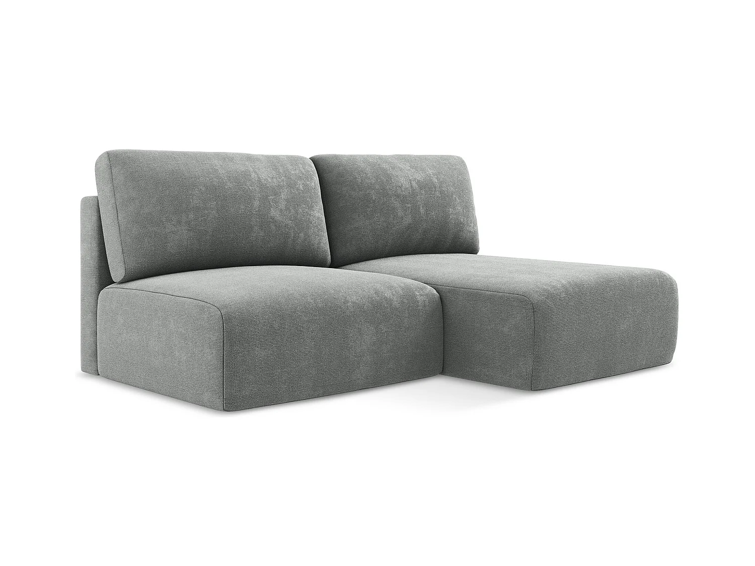 Canapé d’angle 3 places droit sans accoudoir convertible en Chenille - gris - KONA