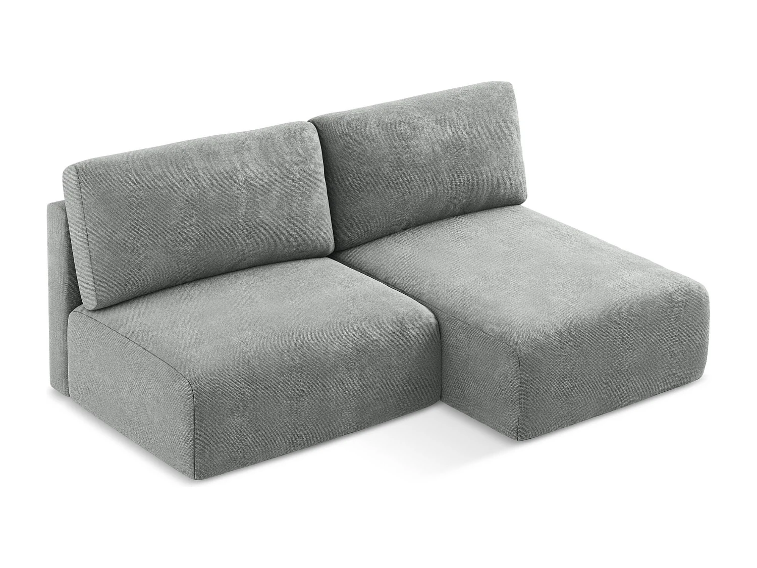 Open hoekbank met bedfunctie van grijs chenille stof - KONA