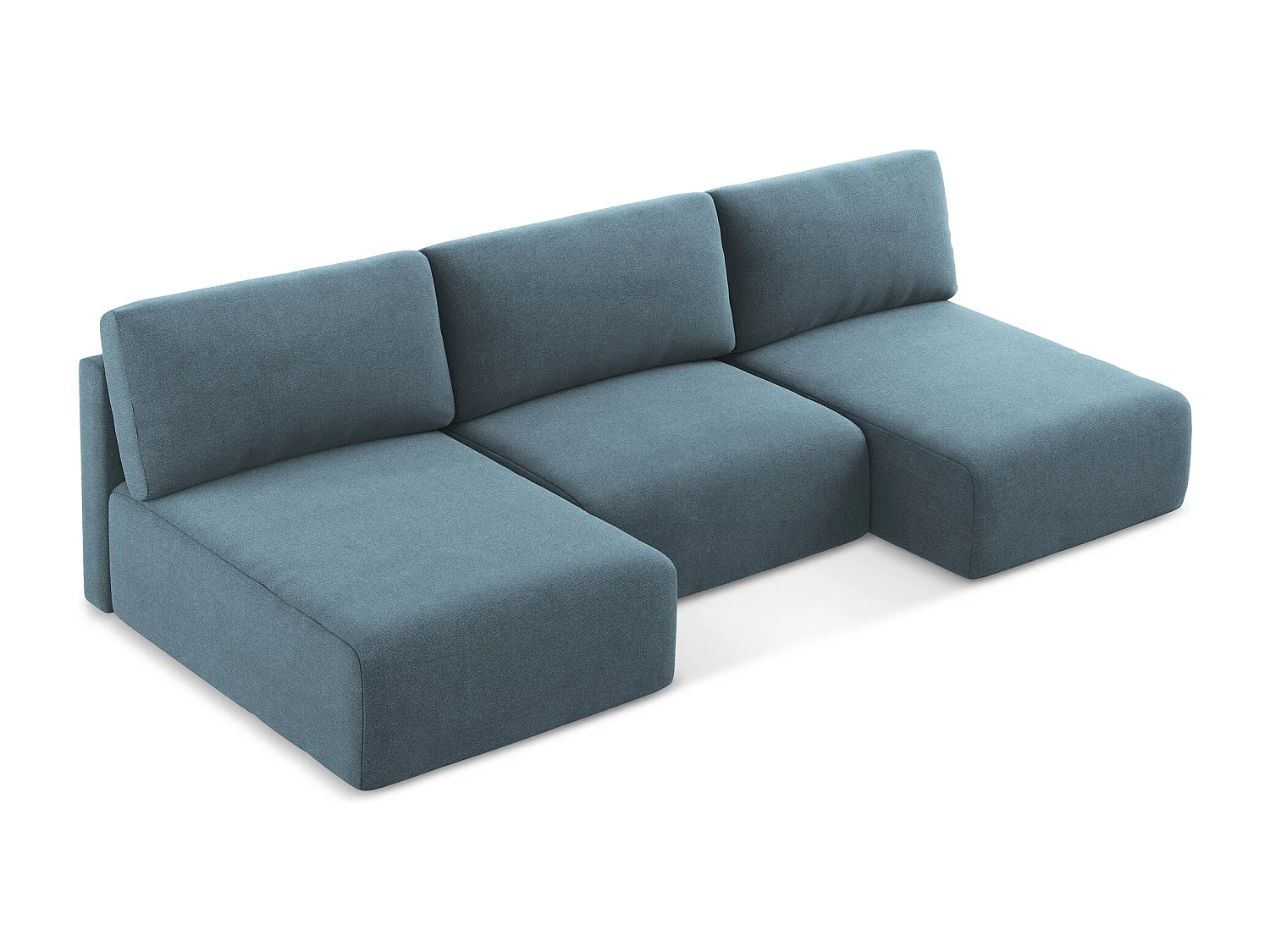 Canapé panoramique sans accoudoir convertible en Strukturstoff - bleu clair - KONA