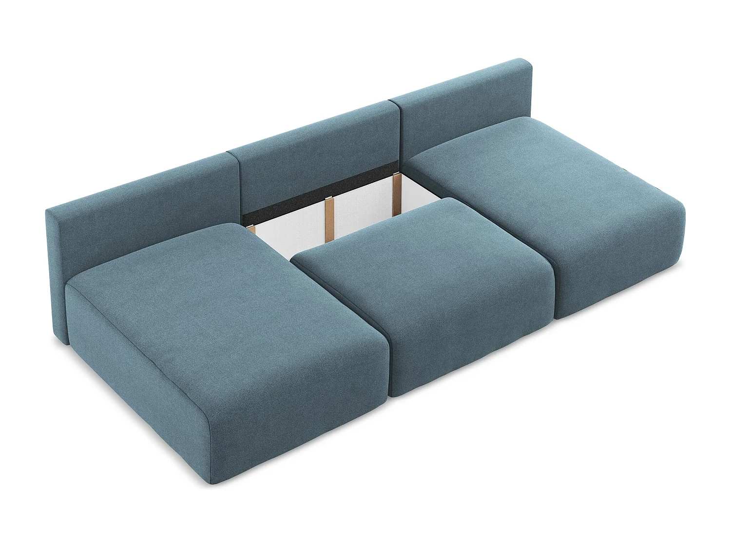 Canapé panoramique sans accoudoir convertible en Strukturstoff - bleu clair - KONA