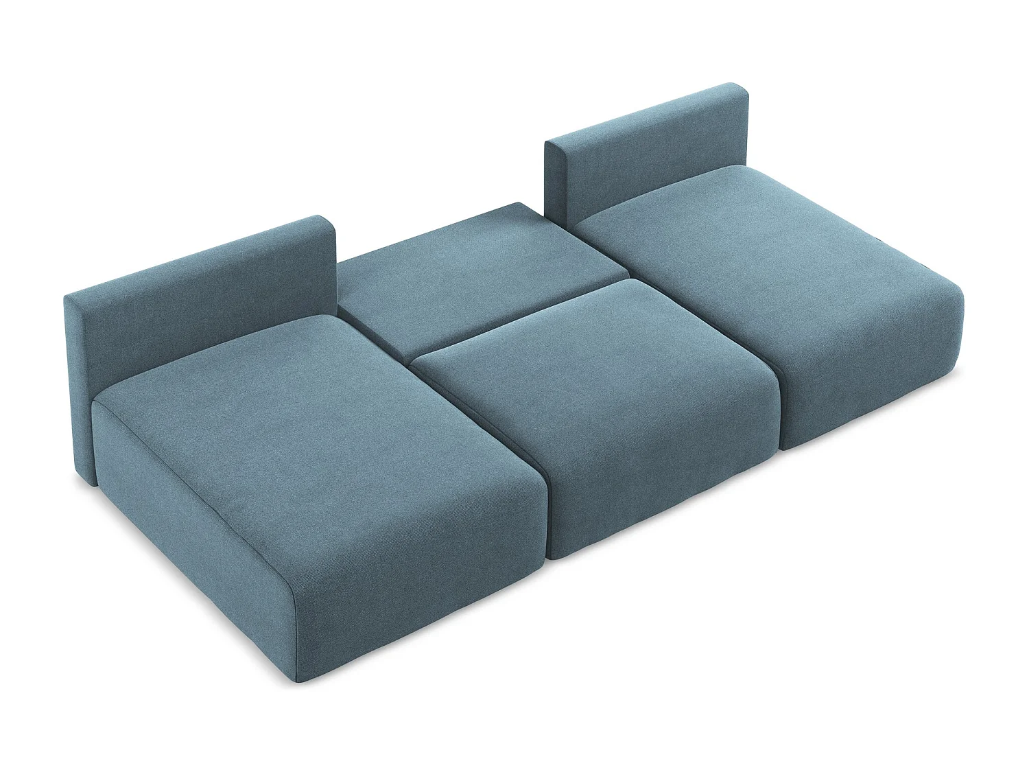 Canapé panoramique sans accoudoir convertible en Strukturstoff - bleu clair - KONA