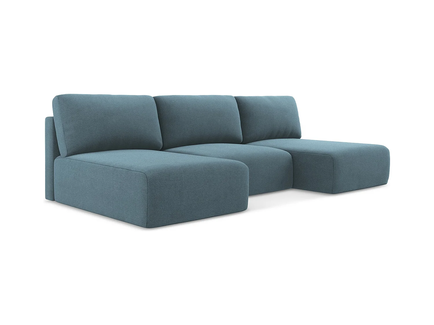 Canapé panoramique sans accoudoir convertible en Strukturstoff - bleu clair - KONA