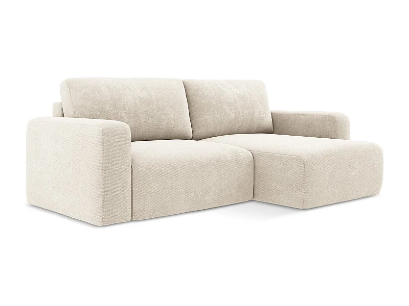 Ecksofa mit Schlaffunktion - Ecke Rechts - Chenille - Hell beige - KONA