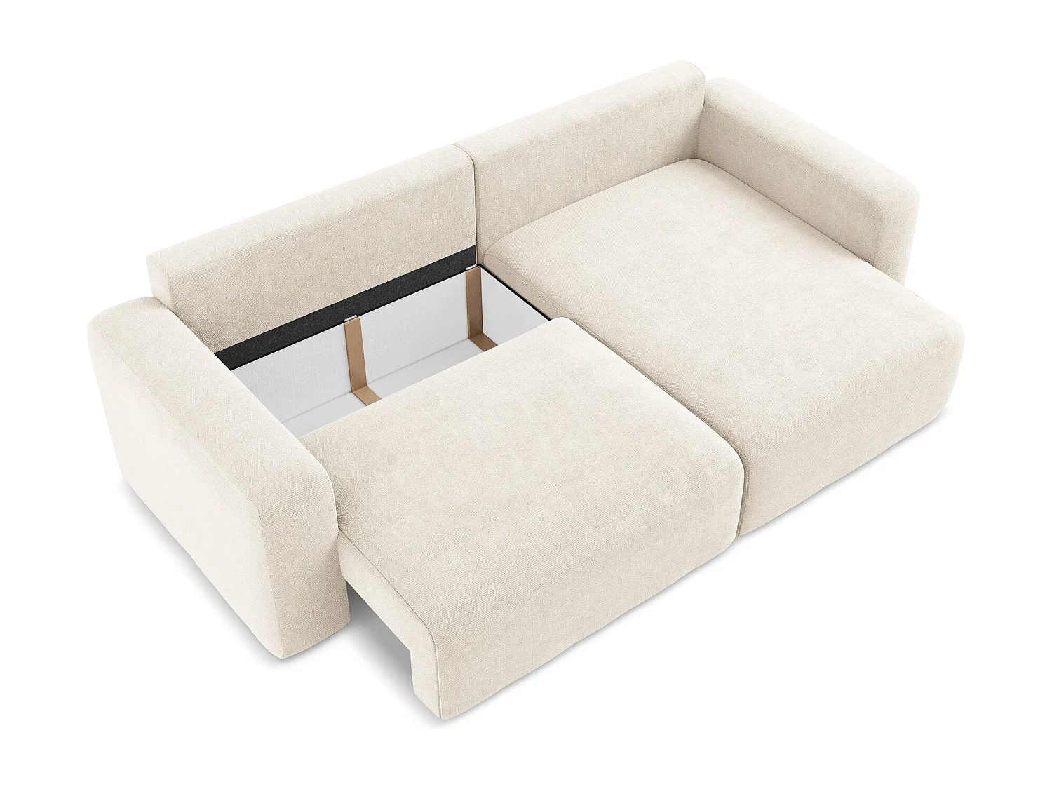 Hoekslaapbank rechts van lichtbeige chenille stof - KONA