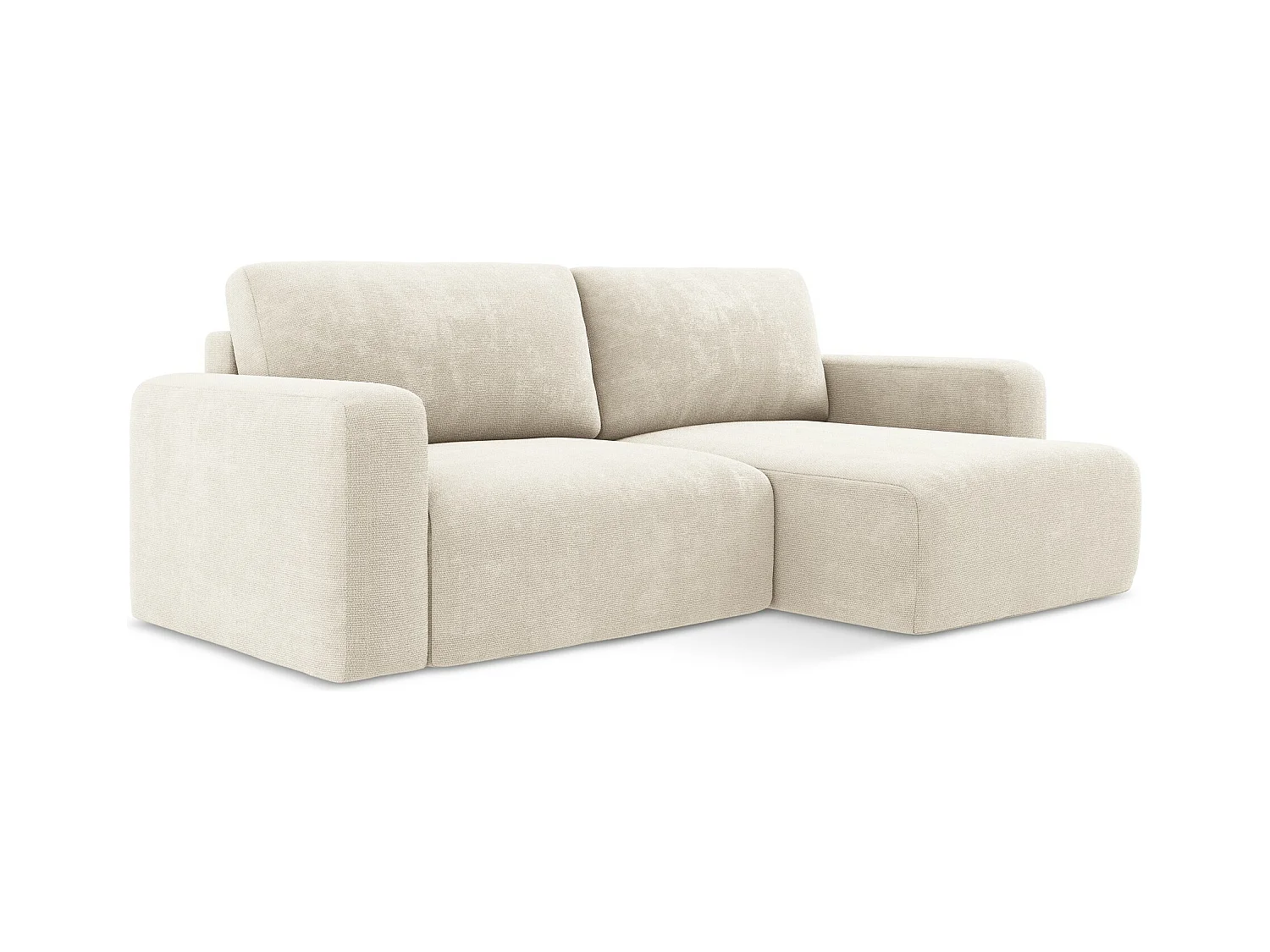 Canapé d’angle 3 places droit convertible en Chenille - beige clair - KONA