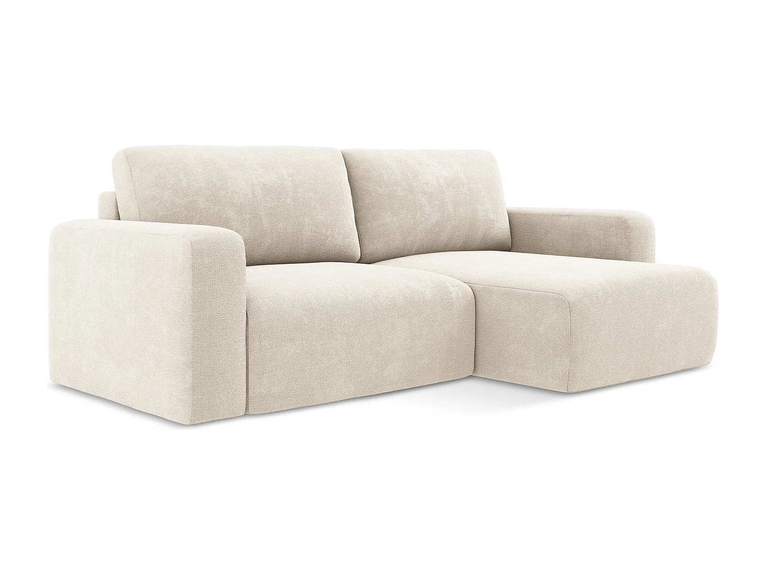 Ecksofa mit Schlaffunktion - Ecke Rechts - Chenille - Hell beige - KONA