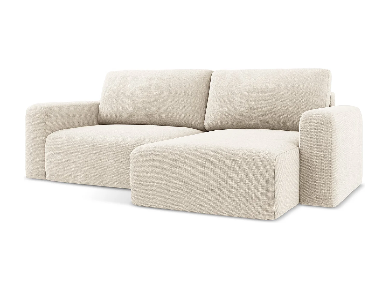 Ecksofa mit Schlaffunktion - Ecke Rechts - Chenille - Hell beige - KONA
