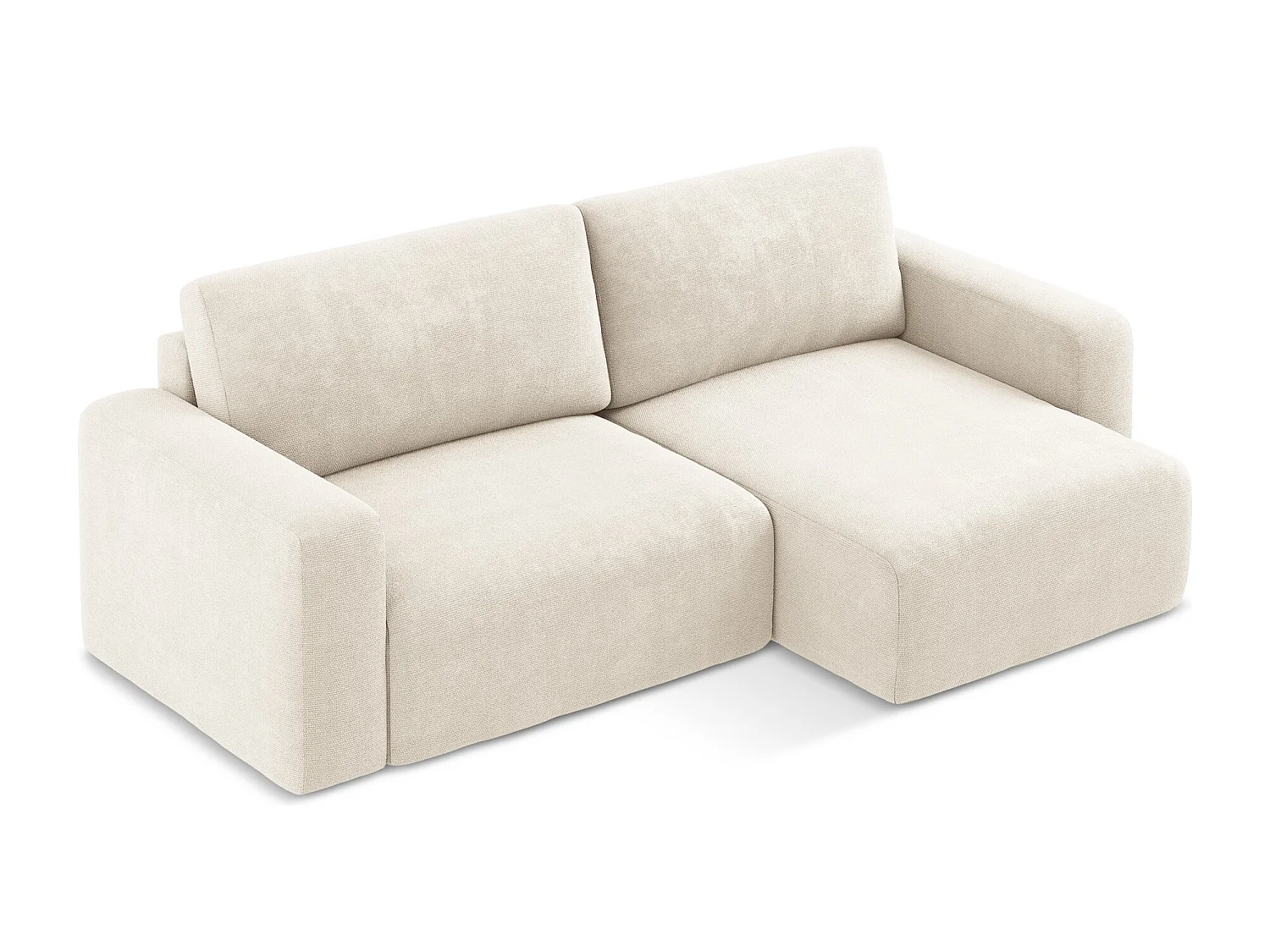 Ecksofa mit Schlaffunktion - Ecke Rechts - Chenille - Hell beige - KONA