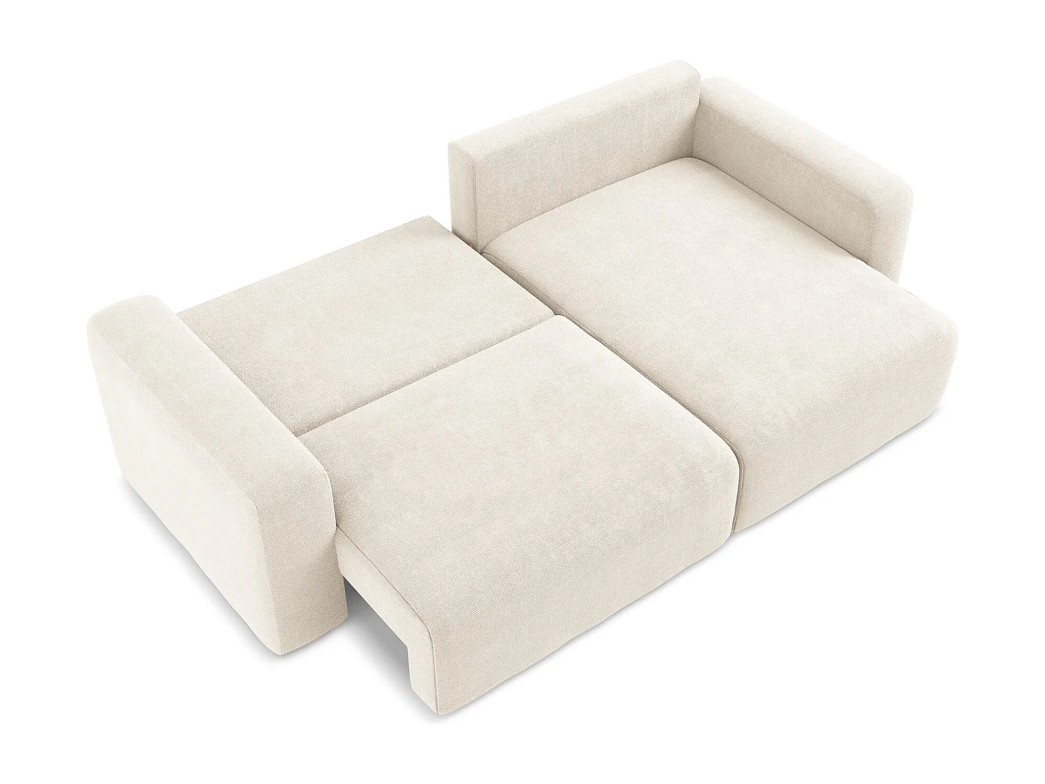 Ecksofa mit Schlaffunktion - Ecke Rechts - Chenille - Hell beige - KONA