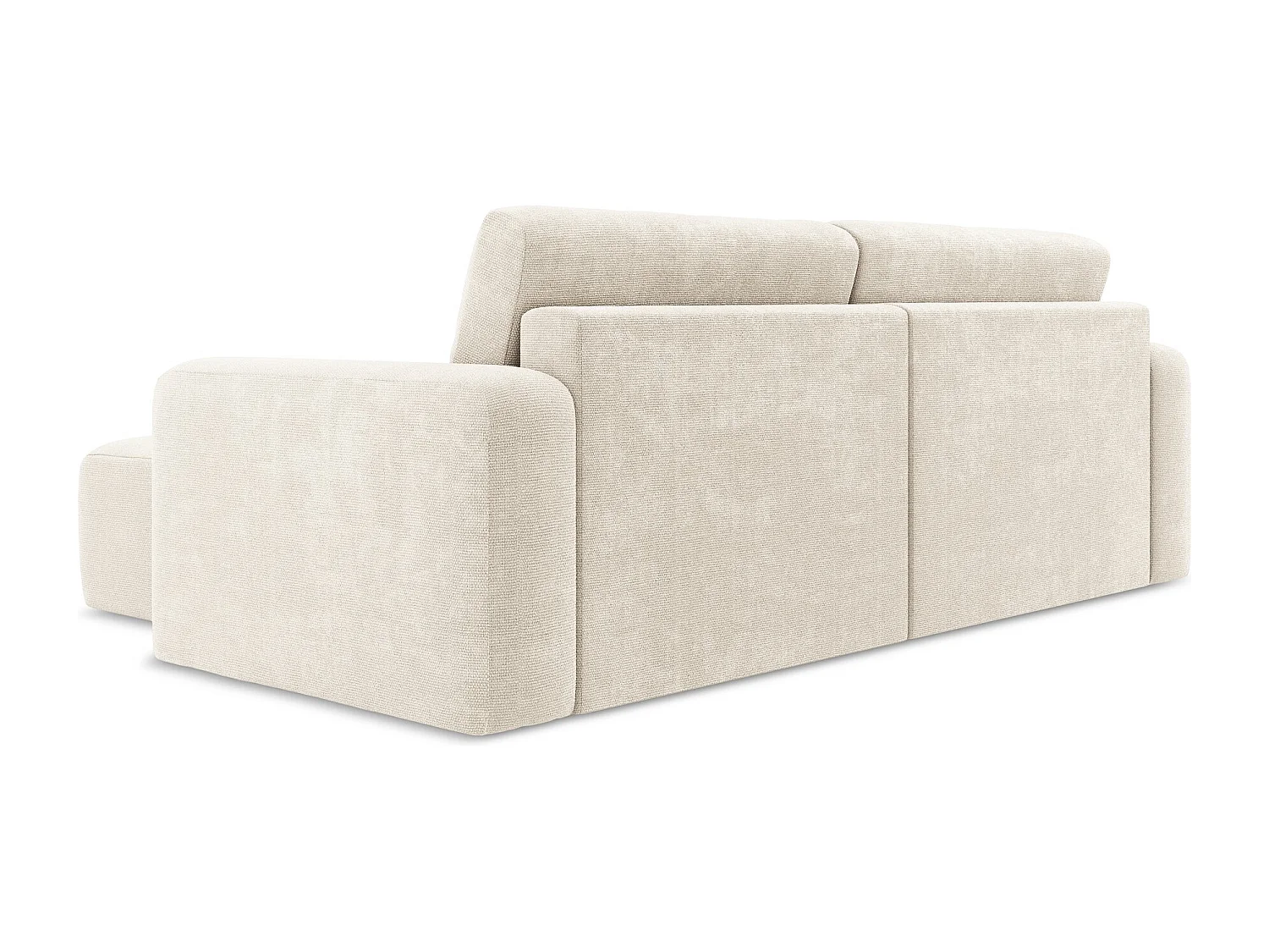 Ecksofa mit Schlaffunktion - Ecke Rechts - Chenille - Hell beige - KONA