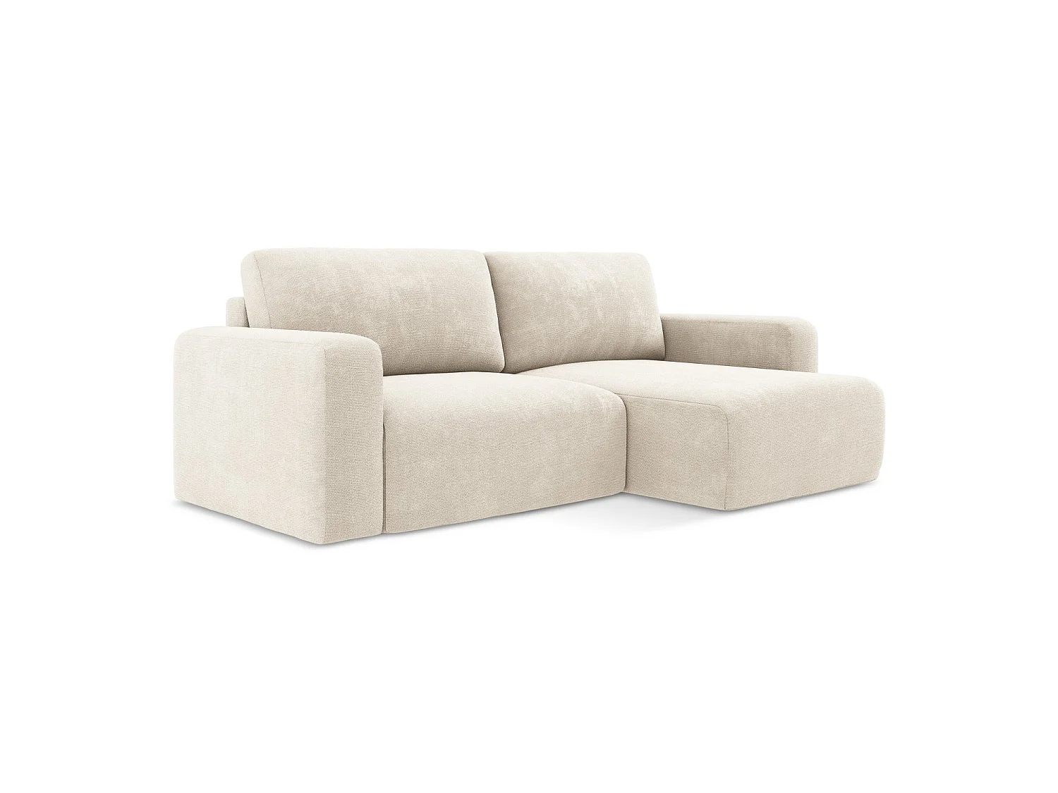Canapé d'angle droit convertible en tissu chenille - beige clair - OSTIA