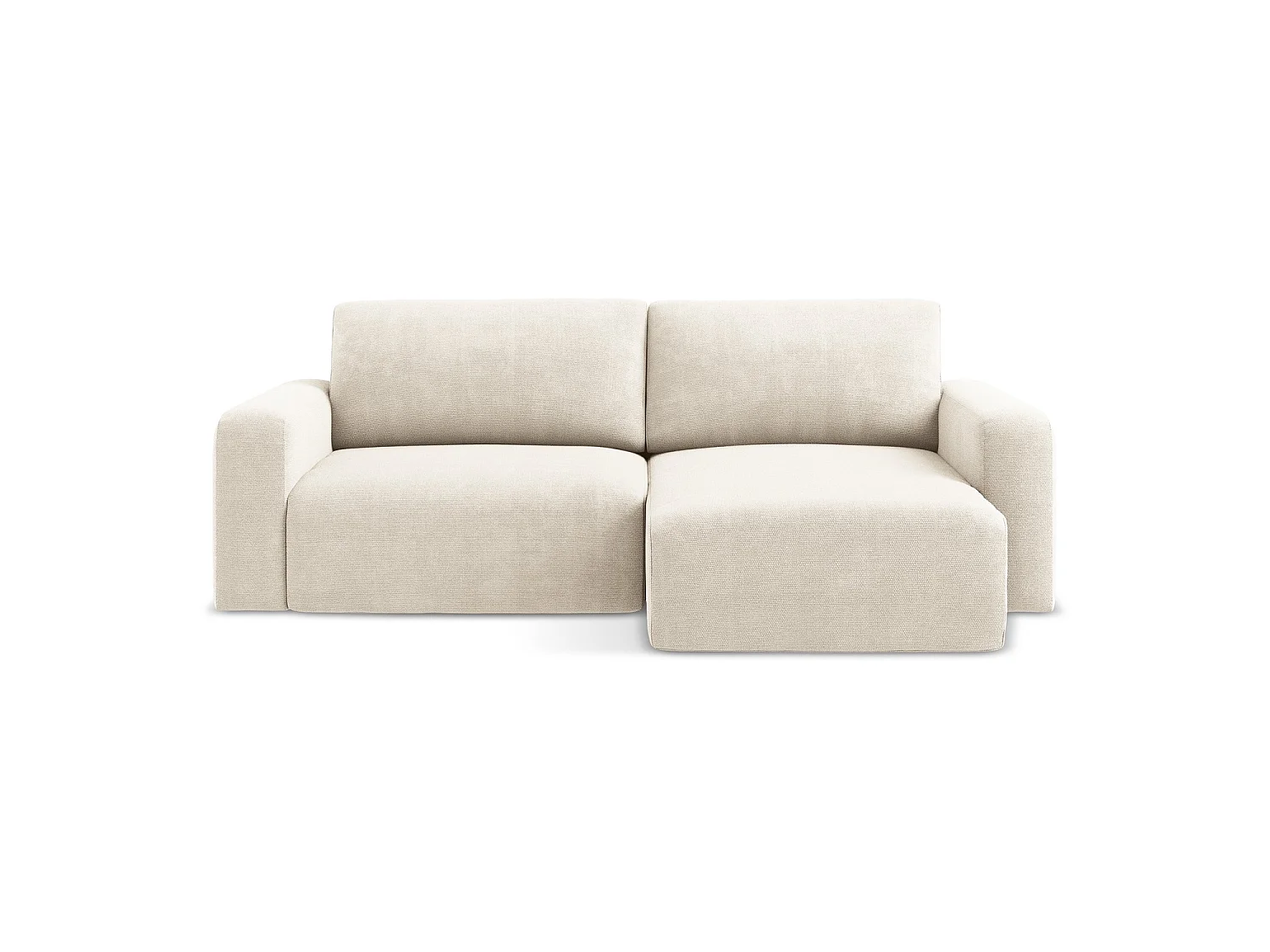 Canapé d'angle droit convertible en tissu chenille - beige clair - OSTIA