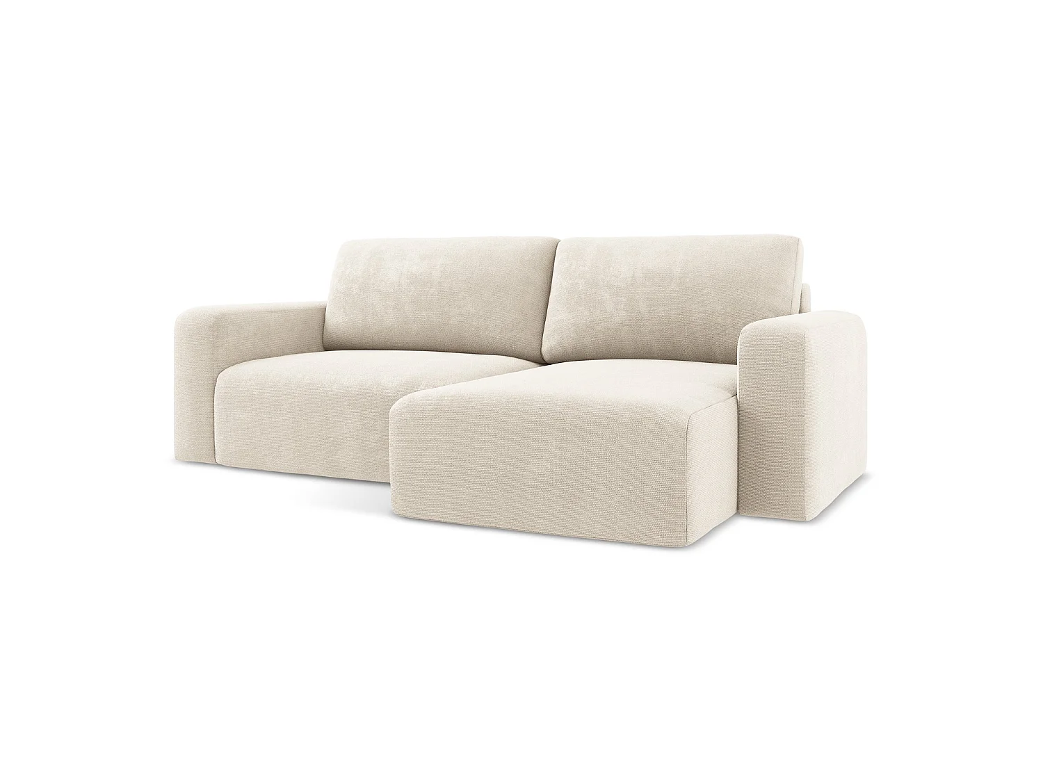 Canapé d'angle droit convertible en tissu chenille - beige clair - OSTIA