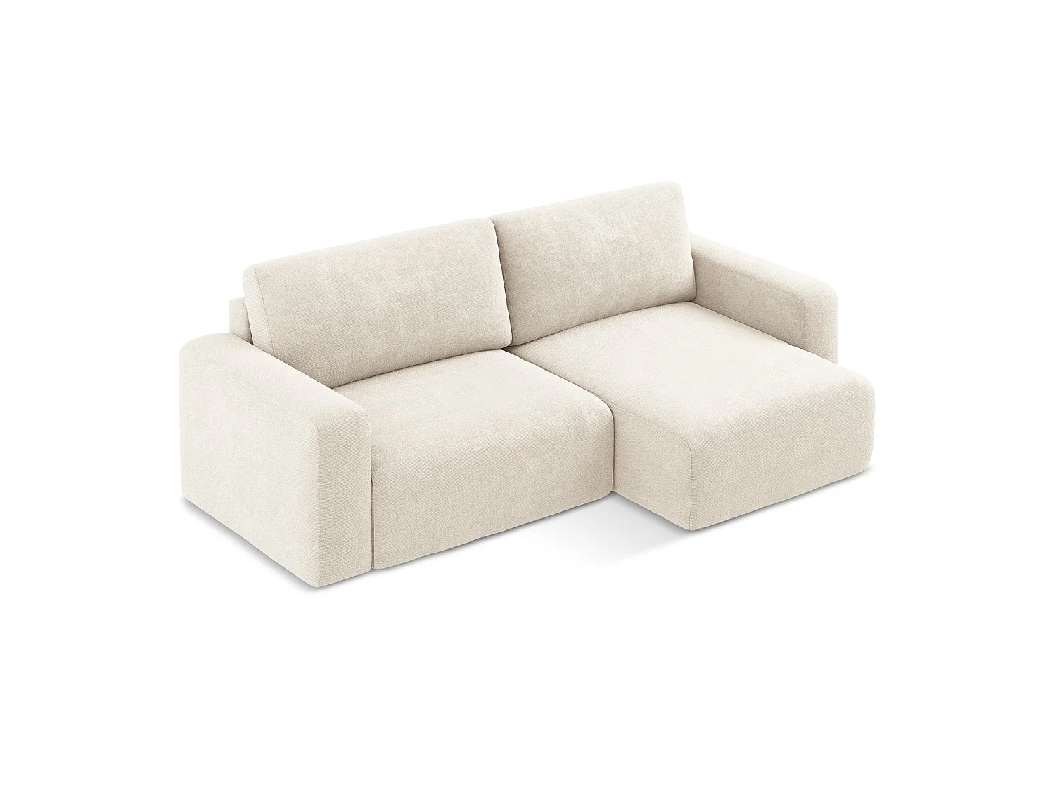 Canapé d'angle droit convertible en tissu chenille - beige clair - OSTIA