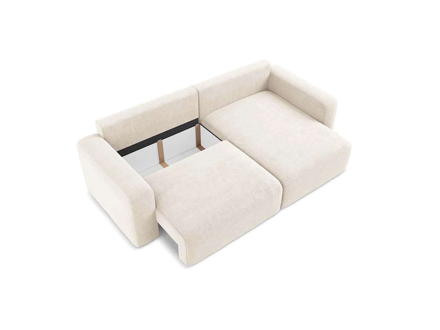 Canapé d'angle droit convertible en tissu chenille - beige clair - OSTIA