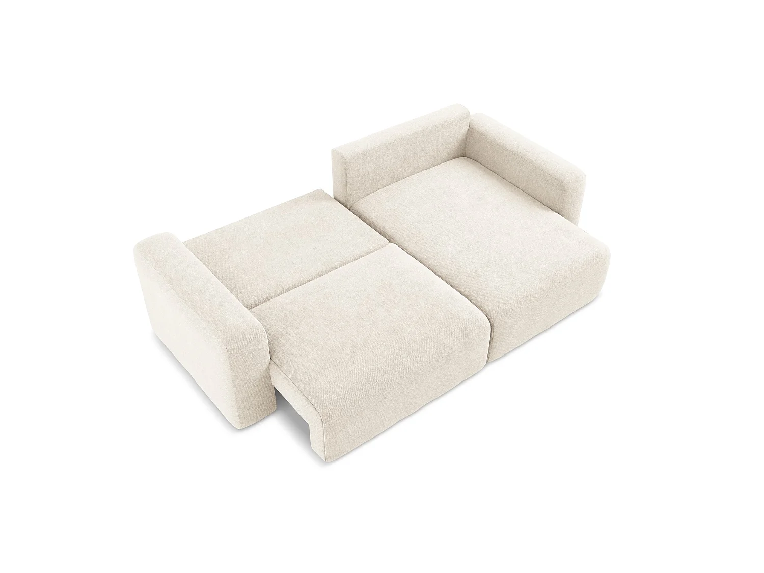 Canapé d'angle droit convertible en tissu chenille - beige clair - OSTIA