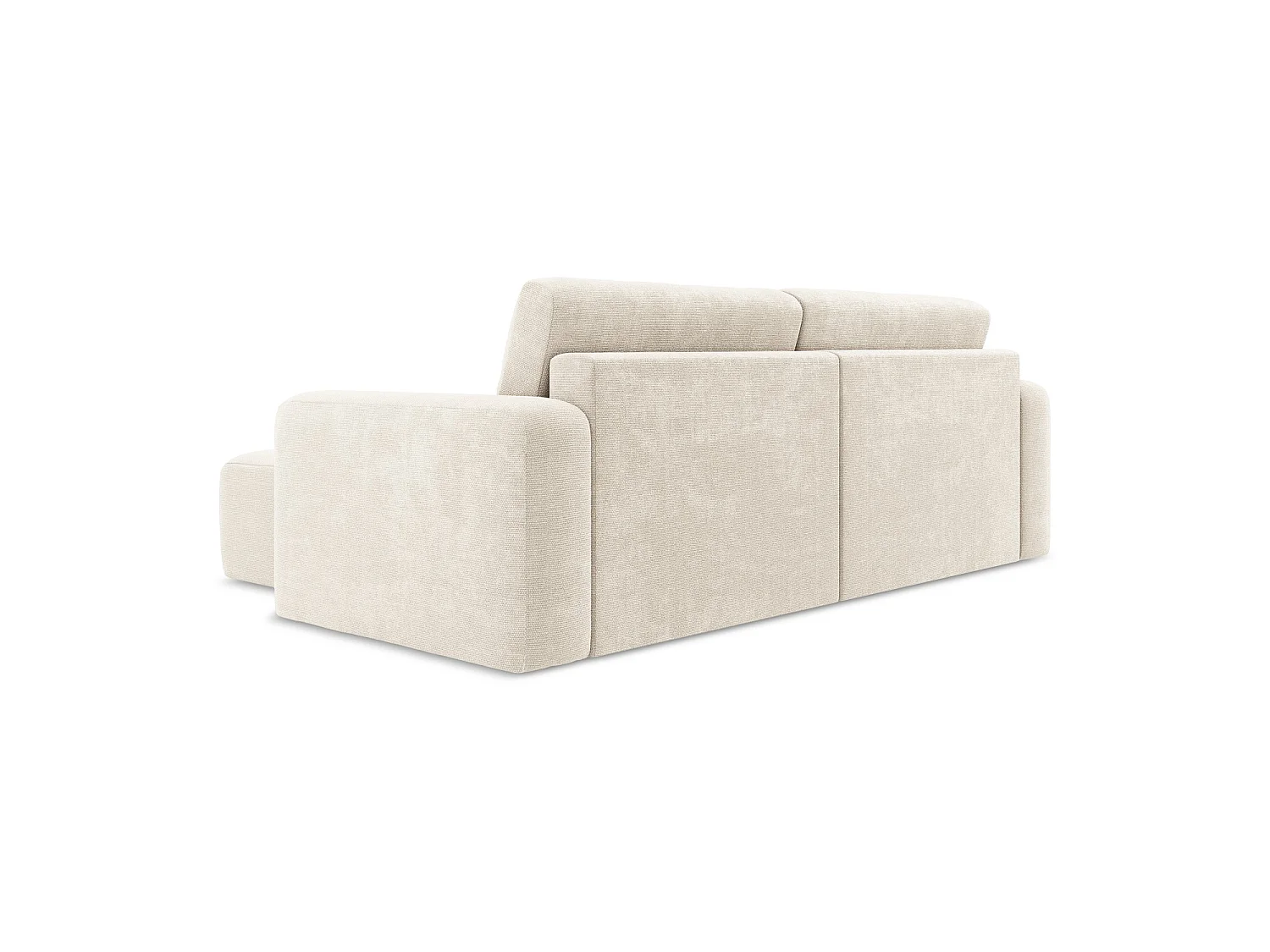Canapé d'angle droit convertible en tissu chenille - beige clair - OSTIA