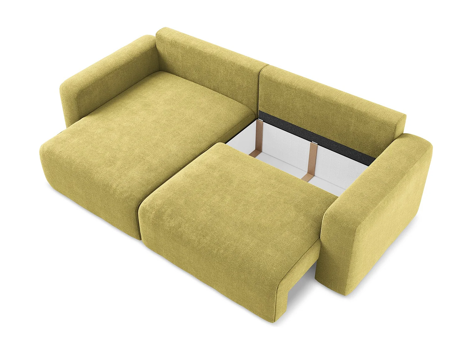 3-Sitzer Ecksofa mit Schlaffunktion - Ecke Links - Chenille - Limettengrün - KONA