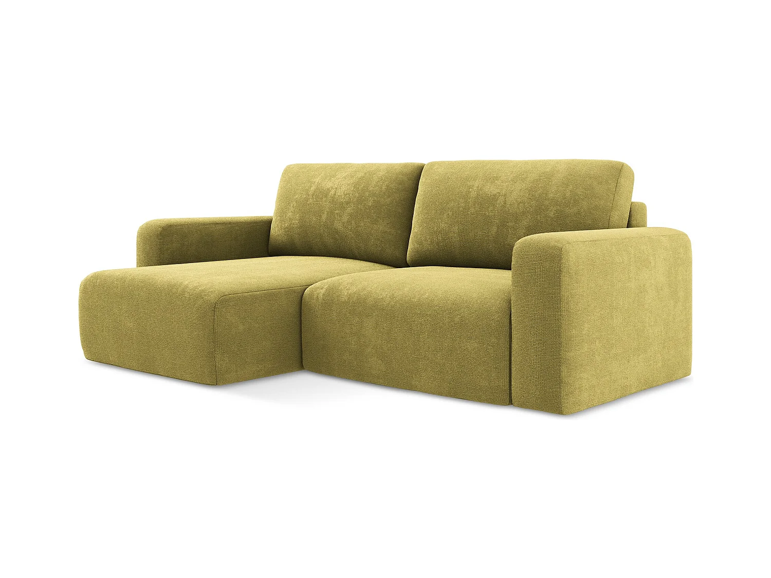Canapé d’angle 3 places gauche convertible en Chenille - vert citron - KONA