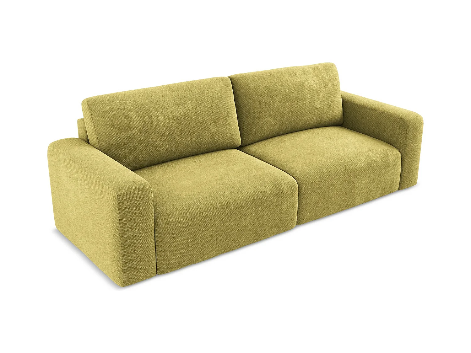 Canapé 3 places convertible en Chenille - vert citron - KONA