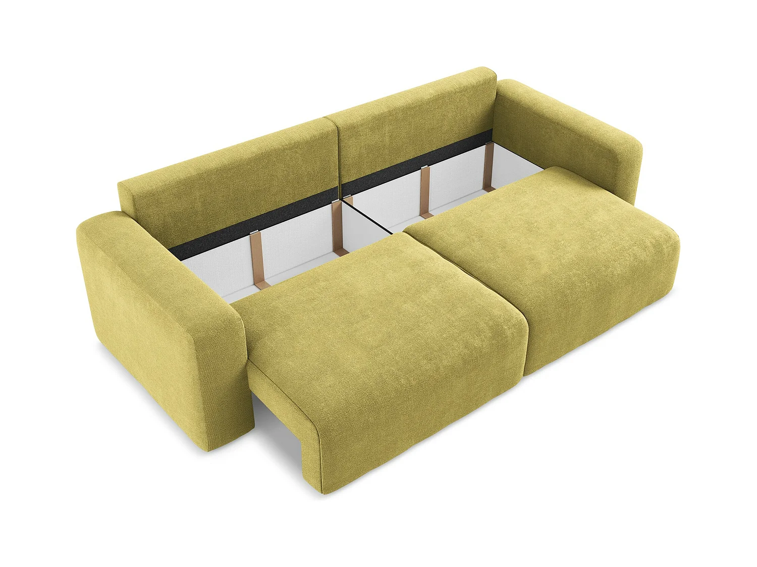 Canapé 3 places convertible en Chenille - vert citron - KONA