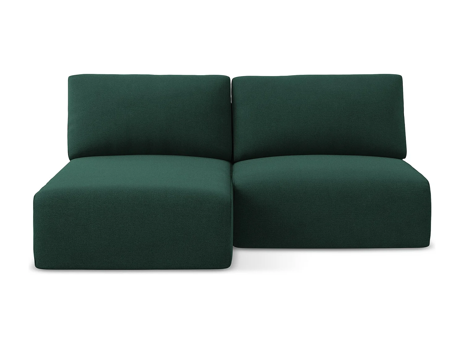 Sofá esquinero convertible sin reposabrazos 3 plazas izquierdo de tela texturizada verde botella - KONA