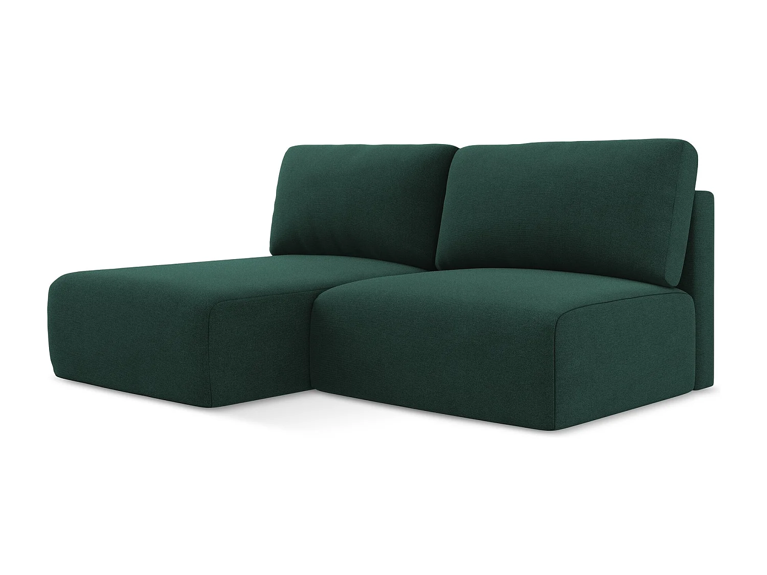 Ecksofa ohne Armlehne mit Schlaffunktion Links - Links - Strukturstoff - Flaschengrün - KONA