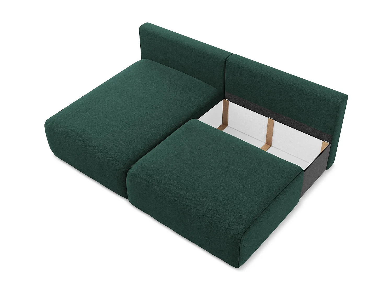 Ecksofa ohne Armlehne mit Schlaffunktion Links - Links - Strukturstoff - Flaschengrün - KONA