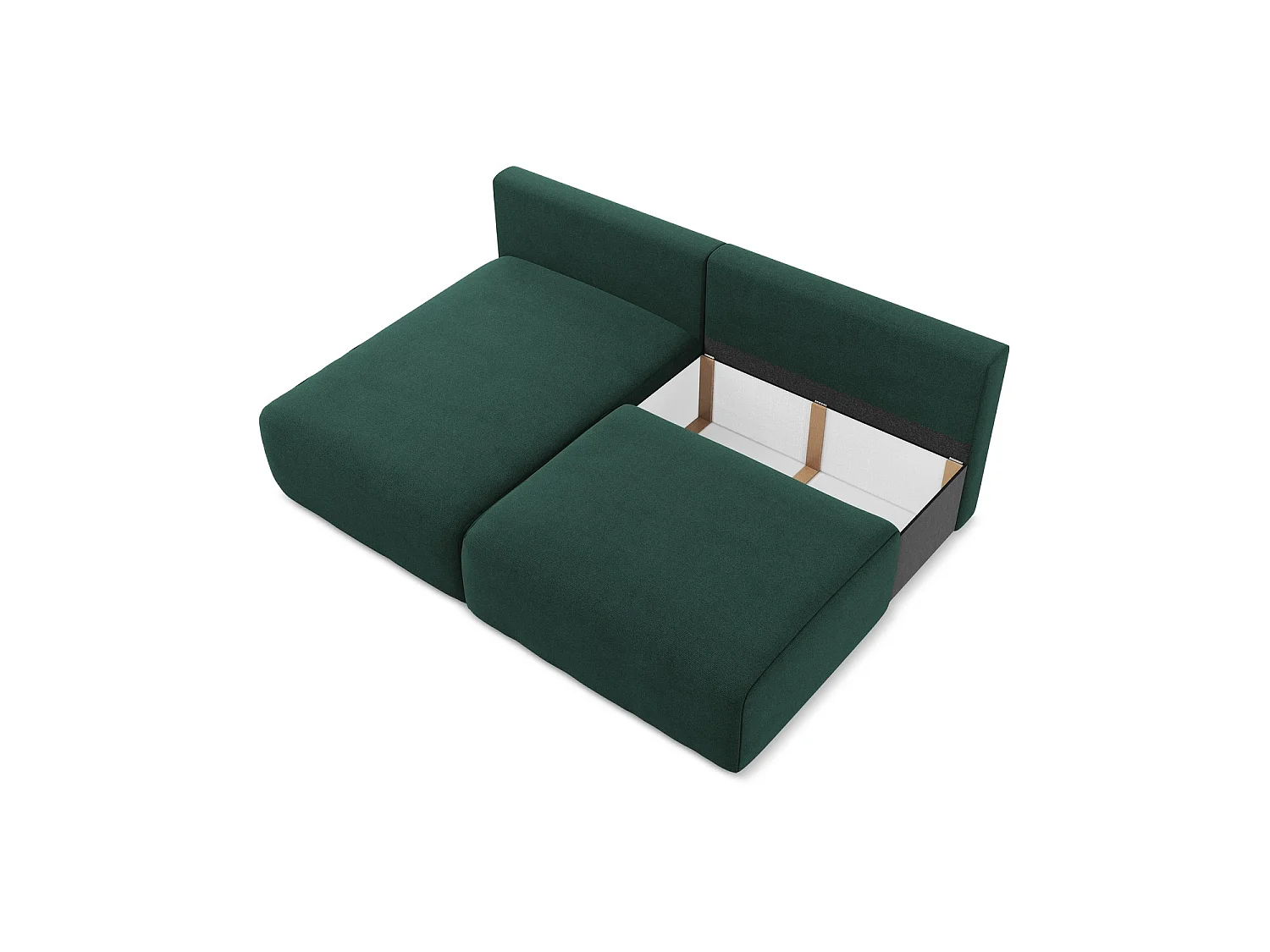 Canapé d’angle 3 places gauche convertible en tissu texturé - bouteille verte - OSTIA