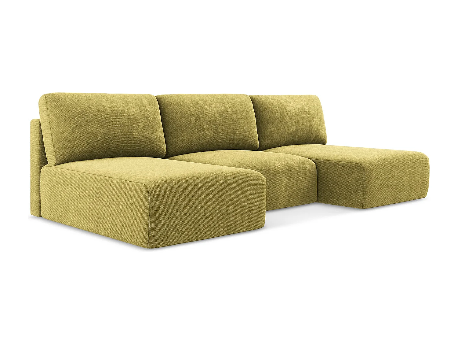 Canapé panoramique sans accoudoir convertible en Chenille - vert citron - KONA