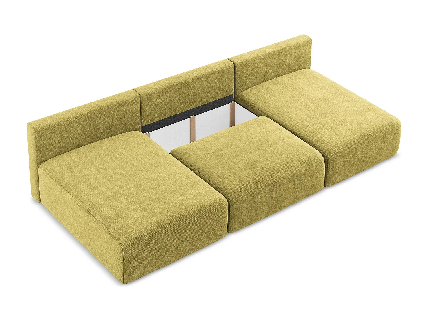 Canapé panoramique sans accoudoir convertible en Chenille - vert citron - KONA