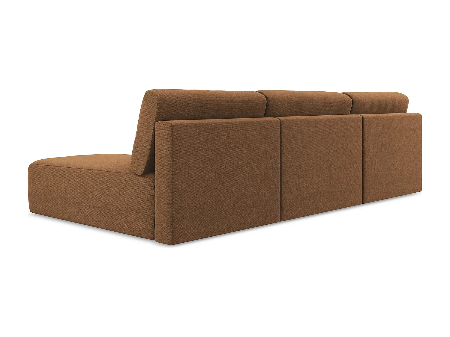 Panoramische open bank met bedfunctie van terracotta textuurstof - KONA