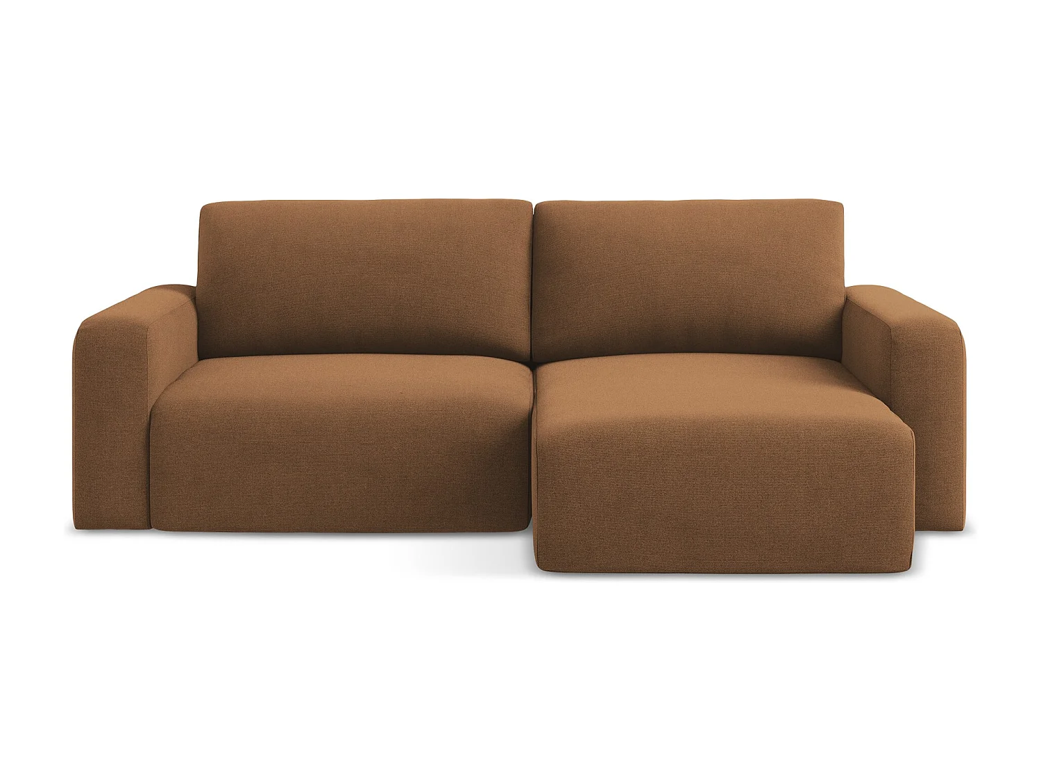 Ecksofa mit Schlaffunktion - Ecke Rechts - Strukturstoff - Terrakotta - KONA