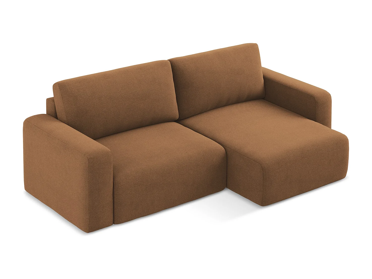 Ecksofa mit Schlaffunktion - Ecke Rechts - Strukturstoff - Terrakotta - KONA