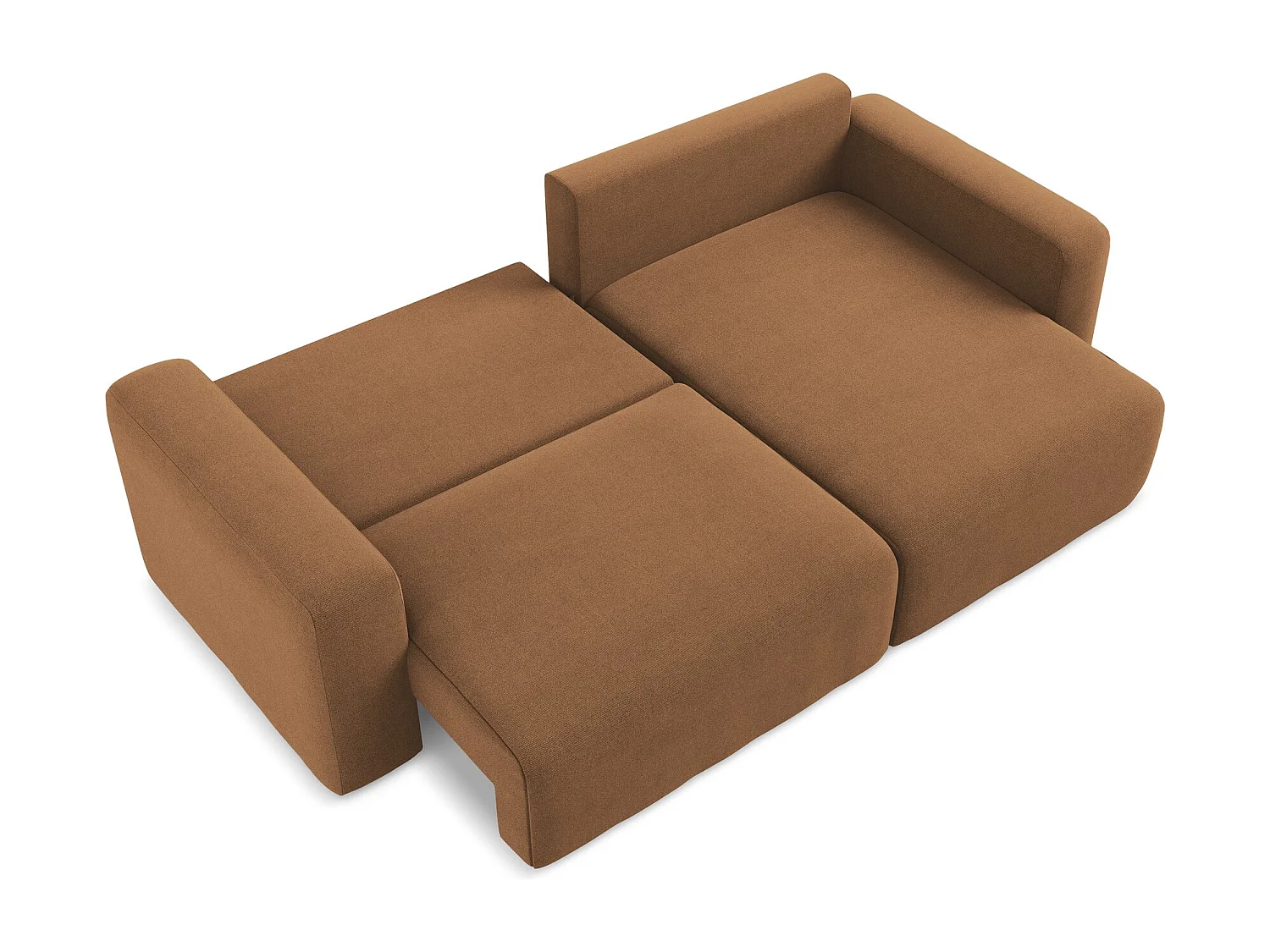 Ecksofa mit Schlaffunktion - Ecke Rechts - Strukturstoff - Terrakotta - KONA